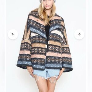 Look By M New York Women's Cozy Vintage Boho Cape Cardigan One Size Fits Most